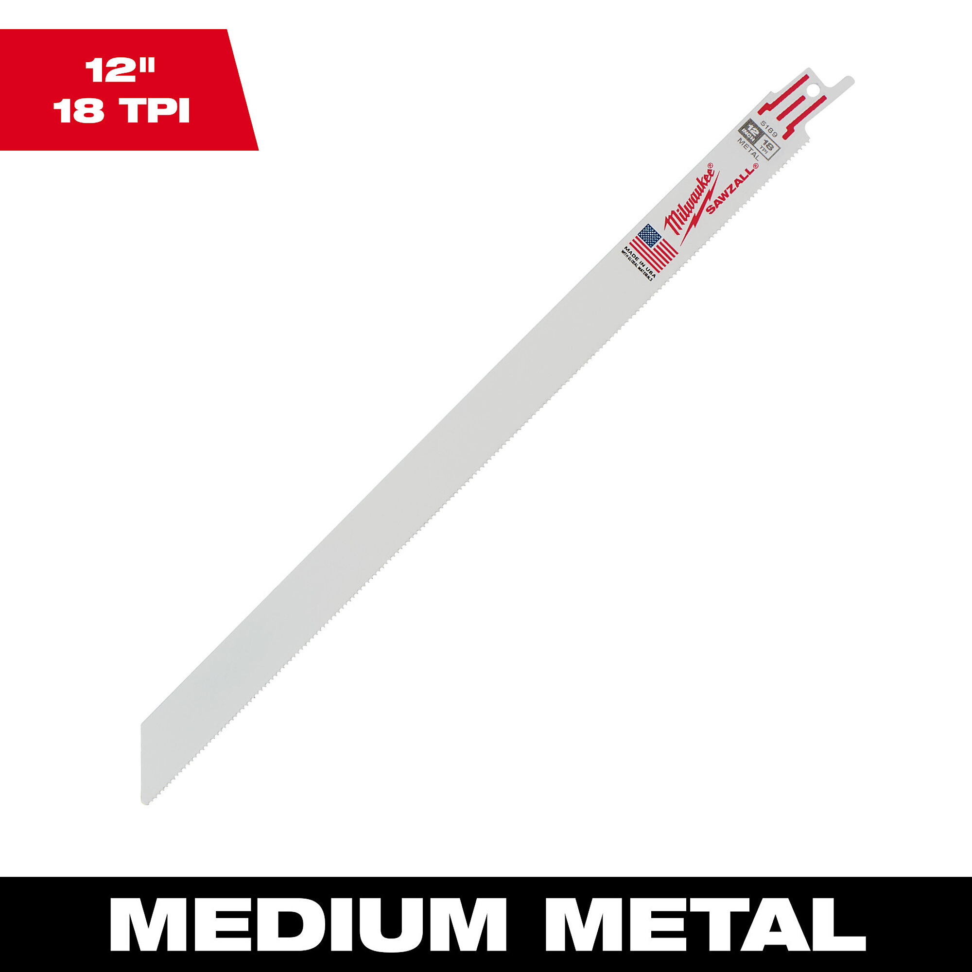 Milwaukee Sawzall® Metal Cutting Blade, 12in.L, 18 TPI, Thin Kerf